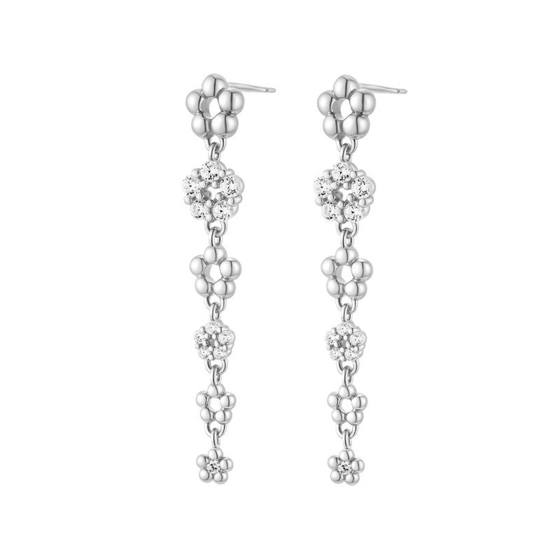 Arvaleeff 925 Silver Earrings with Line Floral