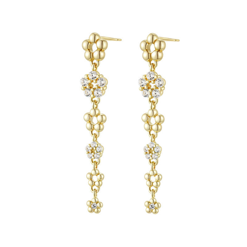 Arvaleeff 925 Silver Earrings with Line Floral