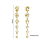 Arvaleeff 925 Silver Earrings with Line Floral