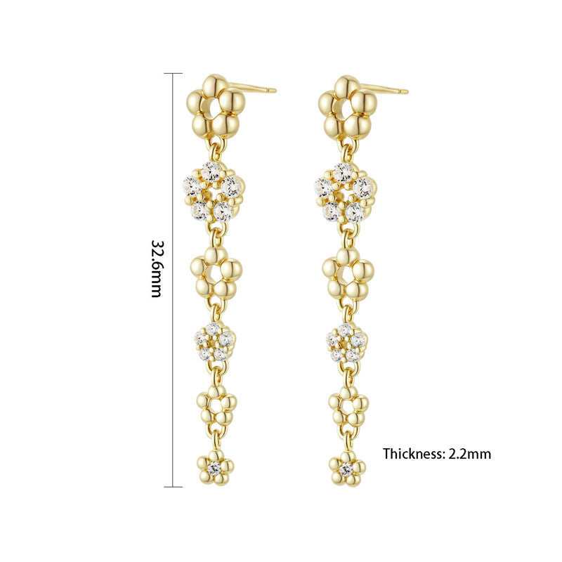 Arvaleeff 925 Silver Earrings with Line Floral