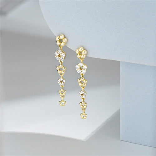 Arvaleeff 925 Silver Earrings with Line Floral