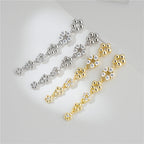 Arvaleeff 925 Silver Earrings with Line Floral