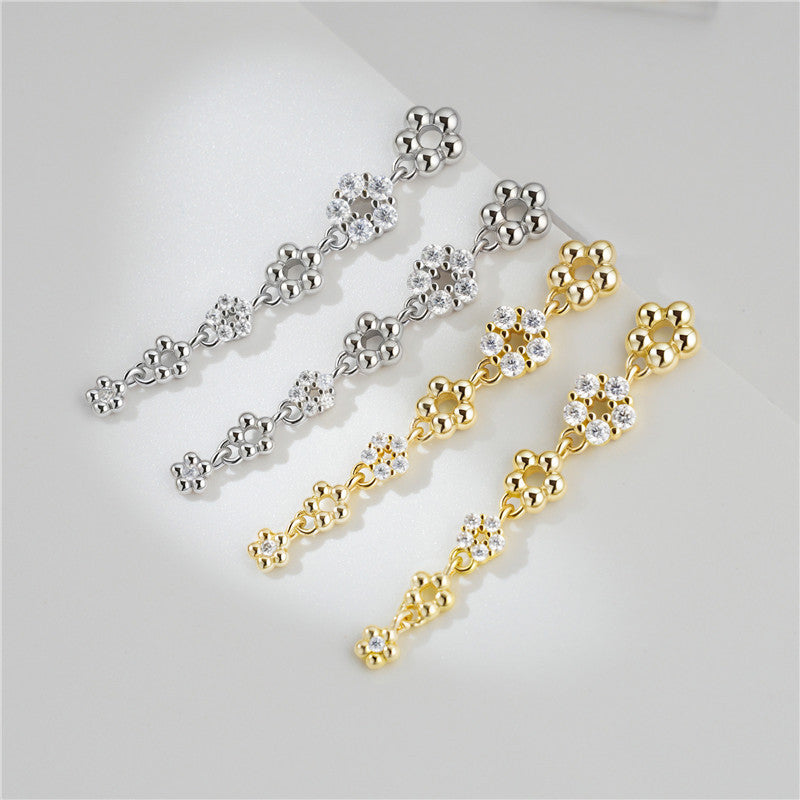 Arvaleeff 925 Silver Earrings with Line Floral