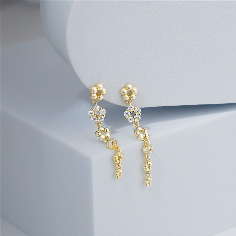 Arvaleeff 925 Silver Earrings with Line Floral