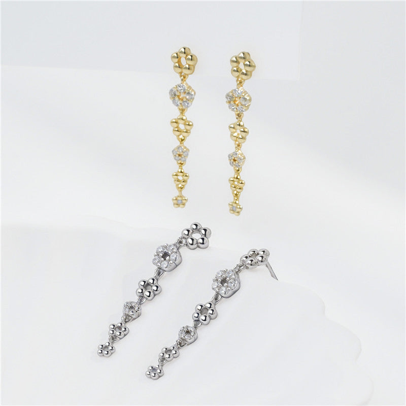Arvaleeff 925 Silver Earrings with Line Floral