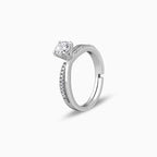 Silver Zircon Layered Ring