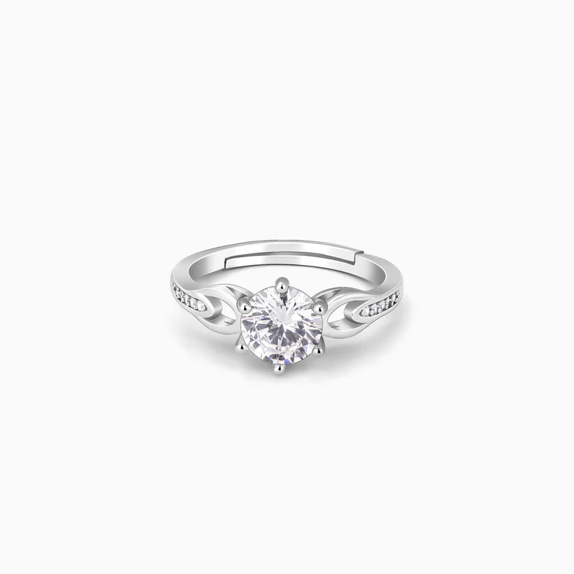 Silver Zircon Sparkling Loop Ring