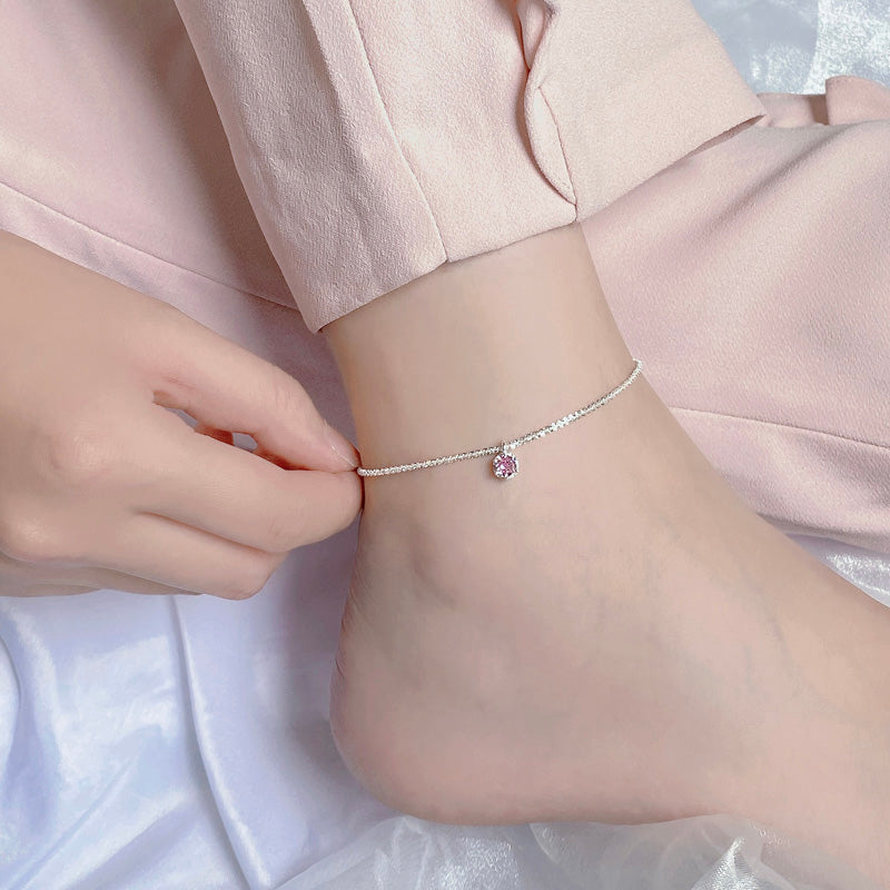 Casual Solid Color 925 Sterling Silver Anklet