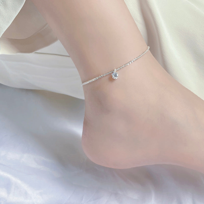 Casual Solid Color 925 Sterling Silver Anklet