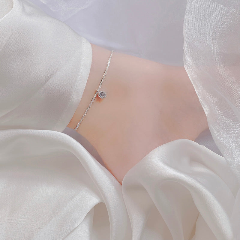 Casual Solid Color 925 Sterling Silver Anklet