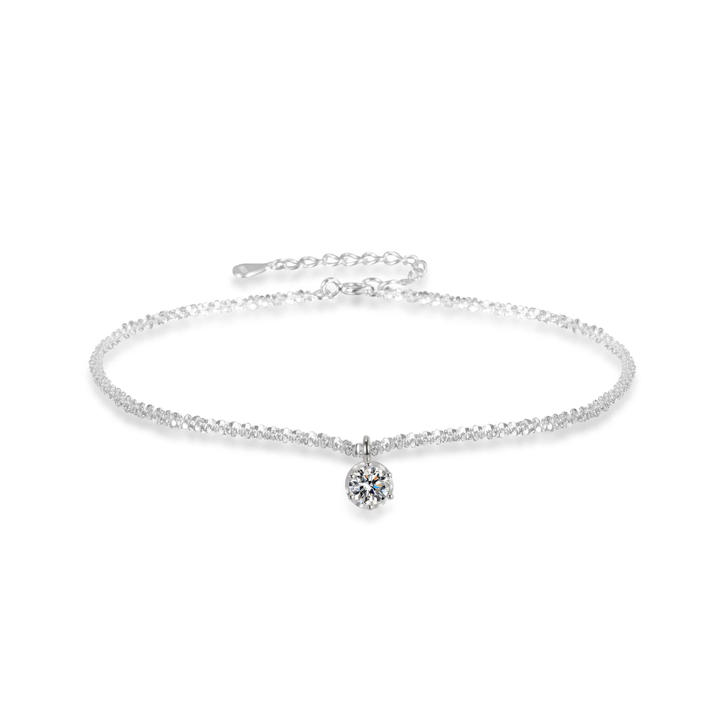 Casual Solid Color 925 Sterling Silver Anklet