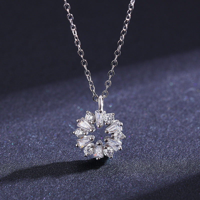 Snowflake Zircon 925 Sterling Silver Pendant Necklace