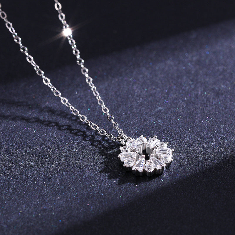 Snowflake Zircon 925 Sterling Silver Pendant Necklace