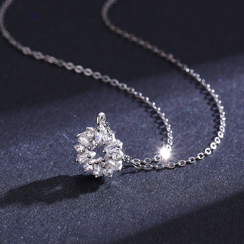 Snowflake Zircon 925 Sterling Silver Pendant Necklace
