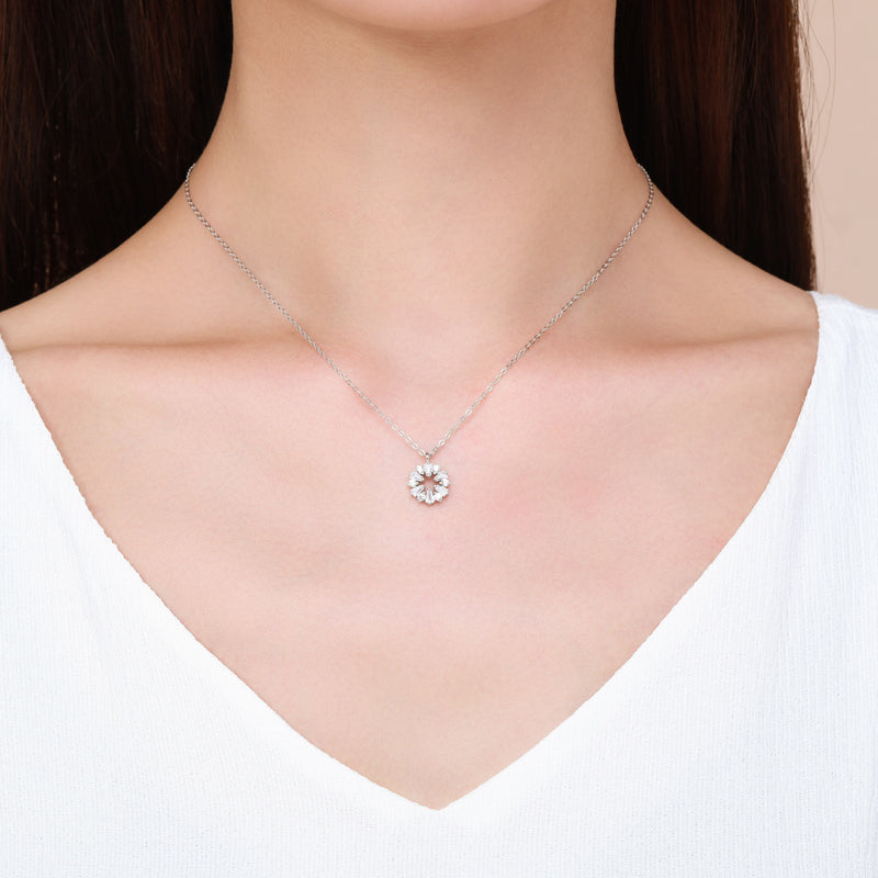 Snowflake Zircon 925 Sterling Silver Pendant Necklace