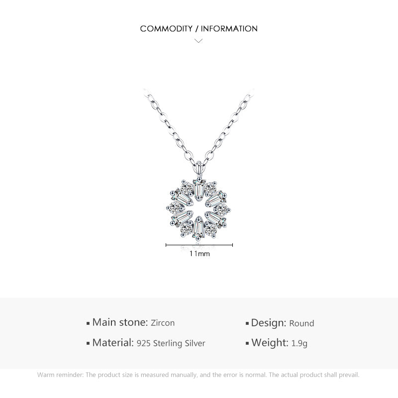 Snowflake Zircon 925 Sterling Silver Pendant Necklace