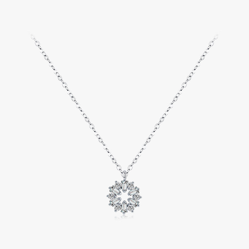 Snowflake Zircon 925 Sterling Silver Pendant Necklace